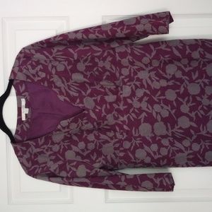 Boden corduroy dress in plum with grey flowers